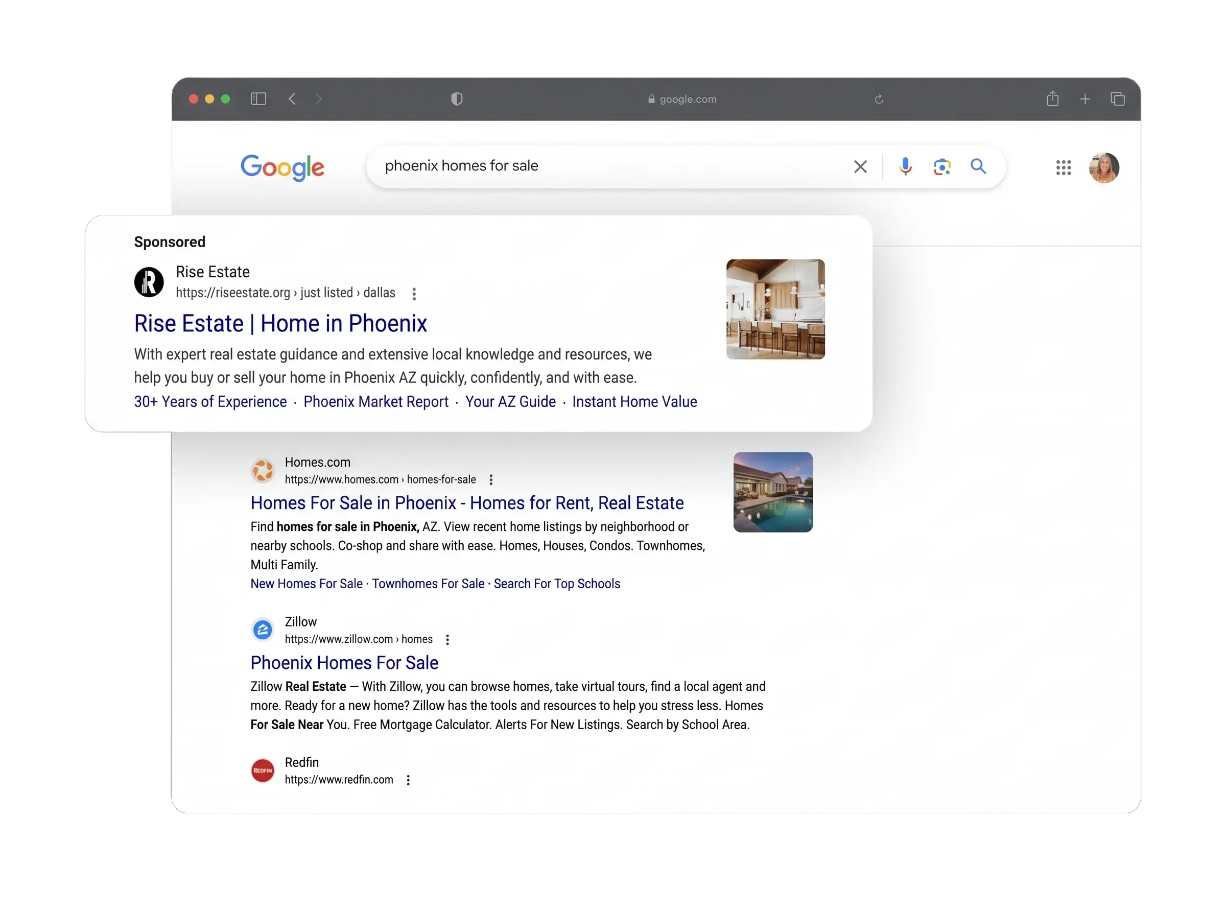 Rise Estate Google PPC Property Search Ads